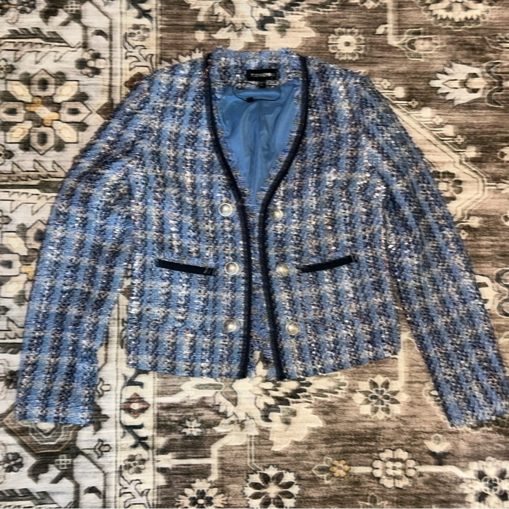 Express Blue and White Tweed Blazer NWOT - Picture 2 of 7